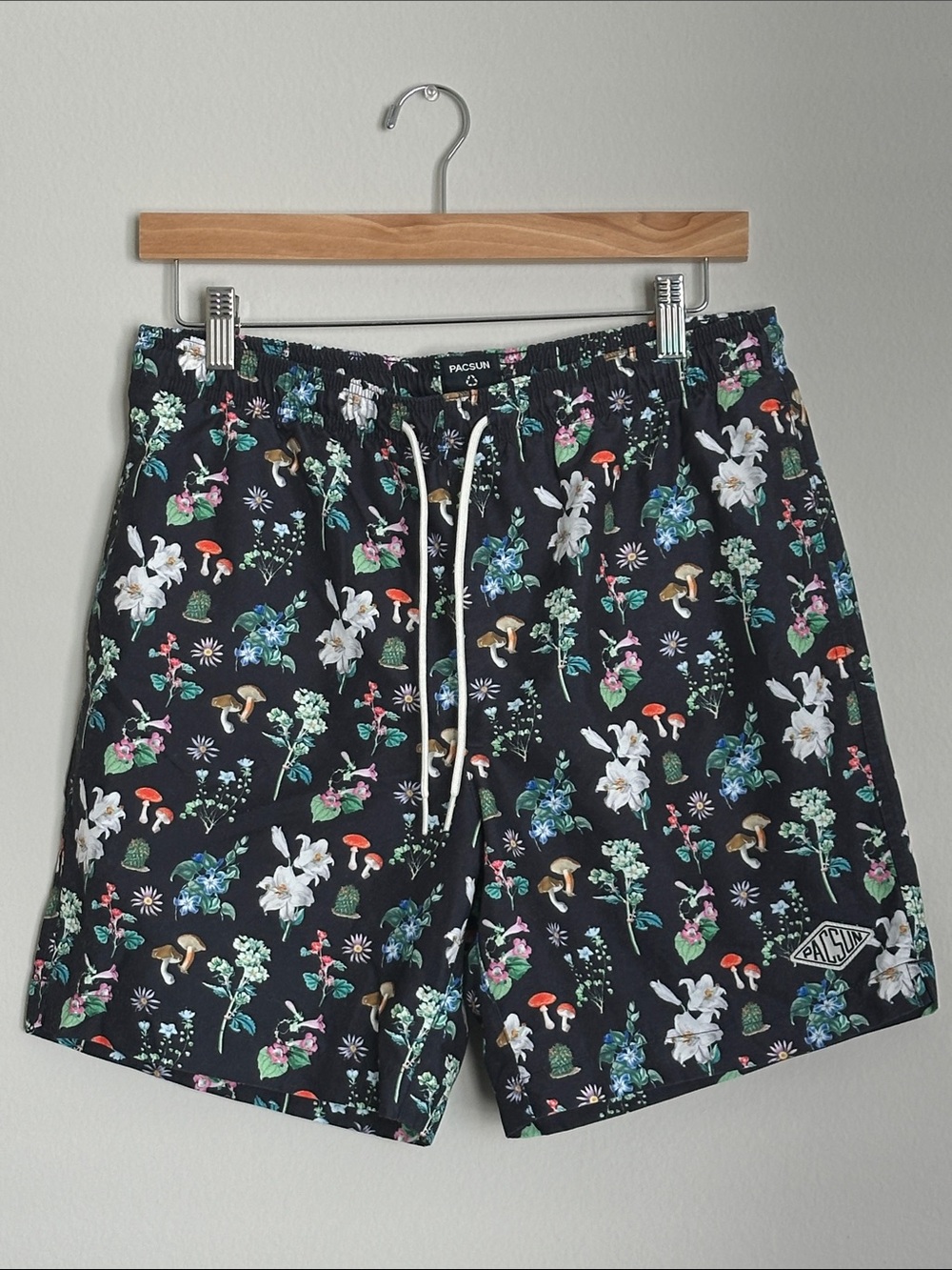 PacSun Black Floral & Mushroom Swim Shorts